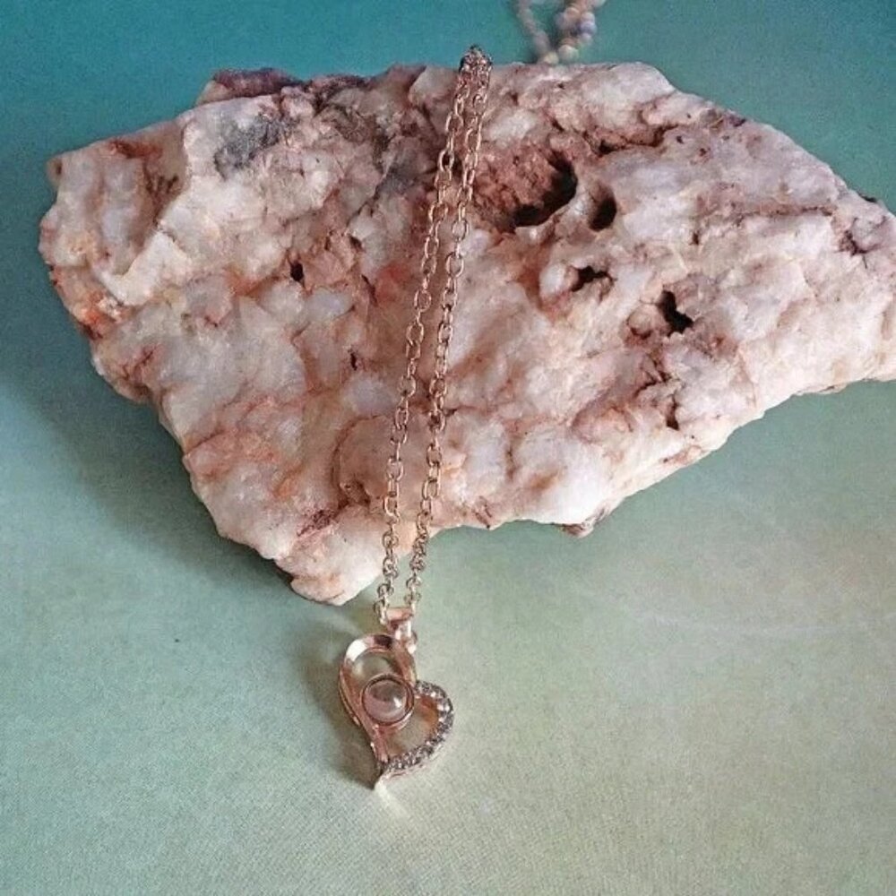 Secret "I Love You" Message in 100 languages Light Projection Pendant Necklace